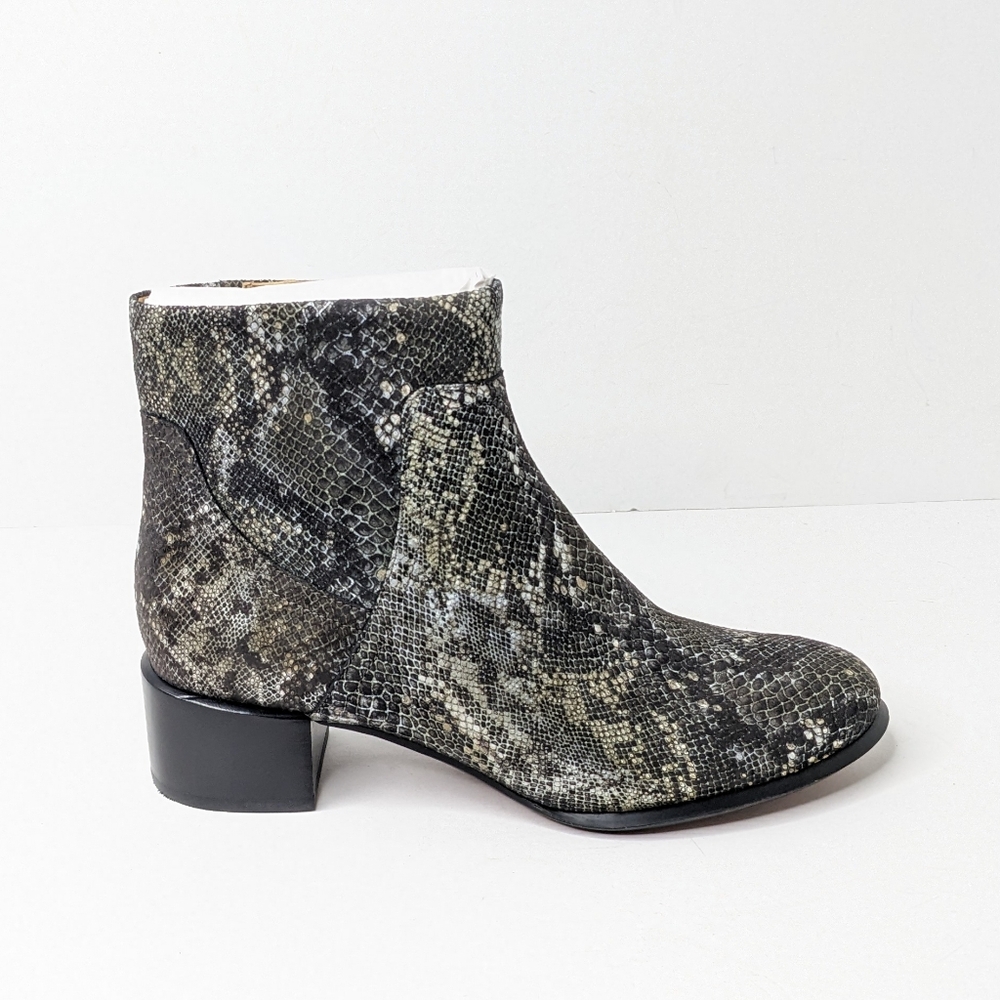 Vionic Snake-Print Ankle Boots in Black and Gray